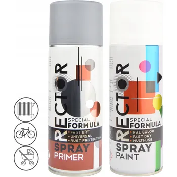 Barva ve spreji Sada laků: bílá matná barva + základní nátěr ve spreji