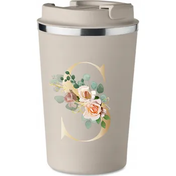 Termohrnek Termohrnek Premium béžový s PÍSMENEM K jméno monogram Sylwia KT_148_b