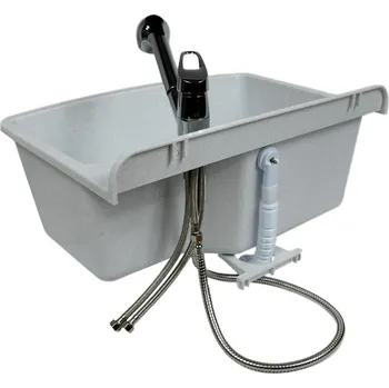 Granitový dřez Technický dřez GOSPO MAXIMUS jednokomorový šedý 61x44 cm s baterií