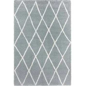 Koberec Modrokrémový koberec do obýváku, silný koberec shaggy, boho vzor 80x150 cm