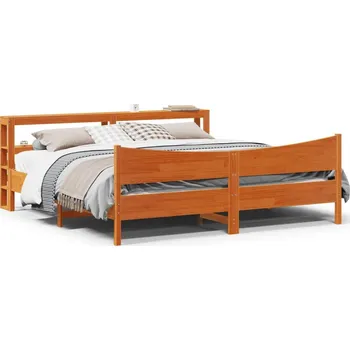 Postel vidaXL Rám postele s čelem 180 x 200 cm masivní borovice [3306296] Barva: Voskově hnědá