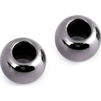 Korálek Plastové korálky Metalic s velkým průvlekem 11x15 mm 10 ks - 3 antracit