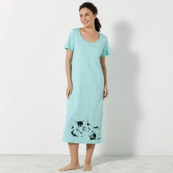 Dámské noční prádlo Sada 2 dlouhých nočních košil s potiskem kočky světle tyrkysová/modrá 38/40