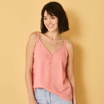 Jednobarevný krepový top, recyklovaný polyester růžová 44