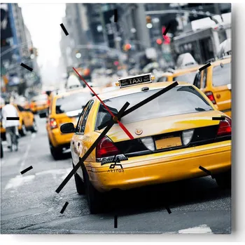 Hodiny Velké nástěnné hodiny na zeď 40x40 Město Skleněné hodiny Čtvercové Tiché