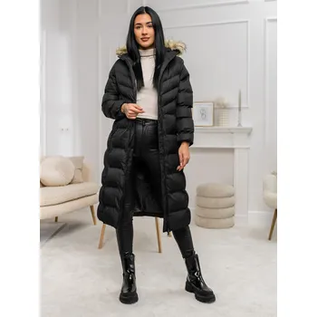 Černá dámská prodloužená prošívaná zimní bunda s kapucí kabát Bolf 5M3228 - M