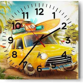 Hodiny Nástěnné hodiny do obýváku 40x40 Krajina Bezhluczne Skleněné hodiny Tiché