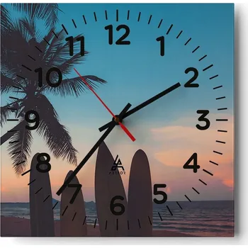 Hodiny Kuchyňské nástěnné hodiny 30x30 Krajina Skleněné hodiny do obýváku Moderní Tiché