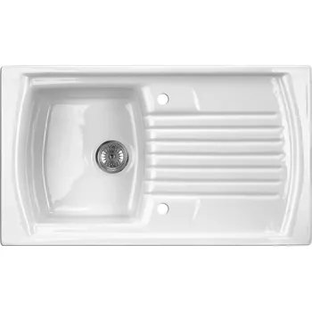 Granitový dřez DEANTE - Lusitano bílá - Keramický dřez, 1 - bowl s odkapávačem ZCL_611N