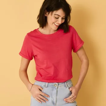 Dámské tričko Tričko s kulatým výstřihem a krátkými rukávy malinová 50