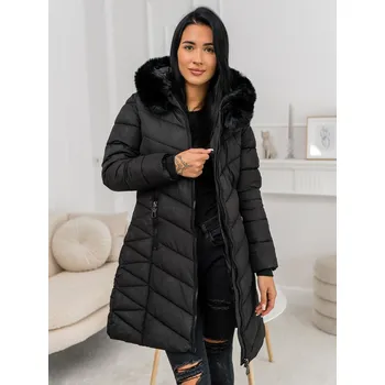 Černá dámská prodloužená prošívaná zimní bunda s kapucí kabát Bolf 16M9195 - S