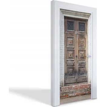 Obraz Samolepka - ochranná fólie na dveře, laminovaná - Staré dřevěné dveře 95x205 cm