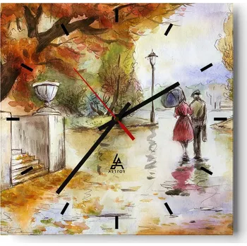 Hodiny Velké nástěnné hodiny na zeď 40x40 Město Skleněné hodiny Čtvercové Tiché