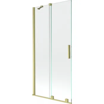 Vanová zástěna MEXEN/S - Velar Dvoukřídlá posuvná vanová zástěna 90 x 150, transparent, zlatá kartáčovaná 896-090-000-01-55