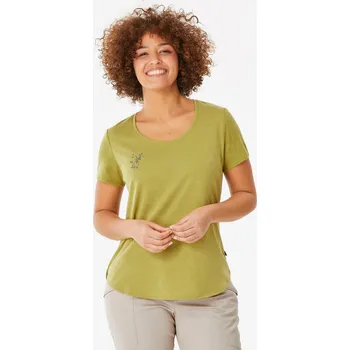 Pánské tričko QUECHUA Dámské turistické tričko nh500 L ZELENÁ