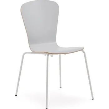 Jídelní židle Židle MILLA PLUS, vysokotlaký laminát, bílé nohy, světle šedá