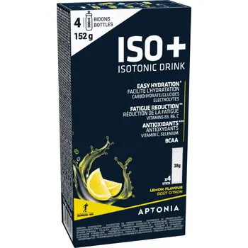 Iontový nápoj DECATHLON Isotonický nápoj v prášku ISO+ 38 g citronový 4 ks