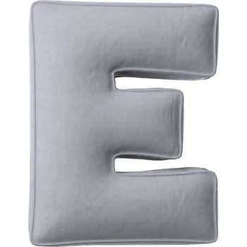 Polštář Polštář velurový písmeno E, 40 cm VELKÝ šedý