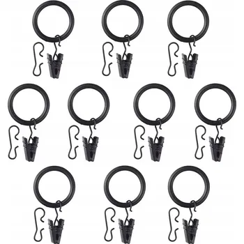 Příslušenství pro záclonu a závěs IKEA SYRLIG Kroužky a žabky na závěsy, 25 mm, ČERNÉ