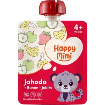 Kojenecká výživa Happy Mimi ovocný příkrm 90g Jahoda