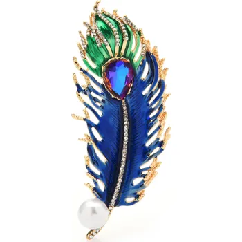 Brož B-TOP Brož Modré Peří s perlou