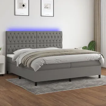 Postel vidaXL Box spring postel s matrací a LED 200x200 cm textil [3135147] Barva: Tmavě šedá
