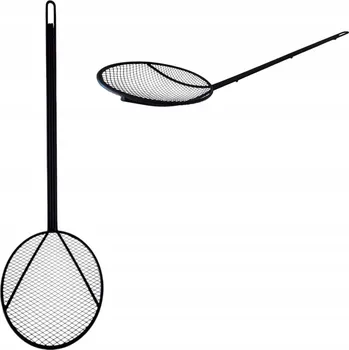 Cedník a síto Děrovaná lžíce PĚNOVAČKA sítko na KNOEDLY, pirohy, DONUTY, ocelová ČERNÁ