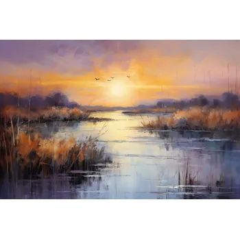 Plakát Plakát Západ slunce v mokřadech bez rámu 91,5 x 61 cm