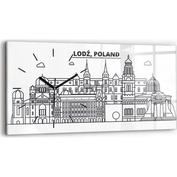 Hodiny Moderní skleněné nástěnné hodiny horizontální 60x30 cm Loď architektura panorama