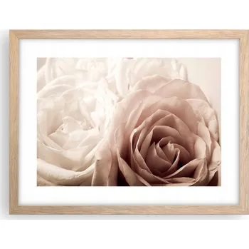 Obraz Obraz plakát v rámu světlý dub do obýváku 40x30 růže foto plakáty na zeď