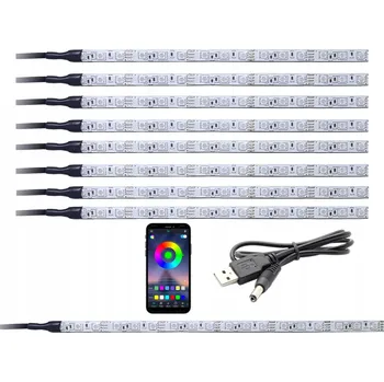 Osvětlení interiéru vozidel LED kabina RGB 8x30 cm + dálkové ovládání, BLUETOOTH, USB, 5V + držák