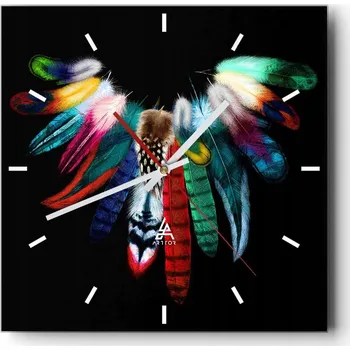 Hodiny Velké nástěnné hodiny 40x40 cm Ptačí Pírko - Skleněné tiché hodiny