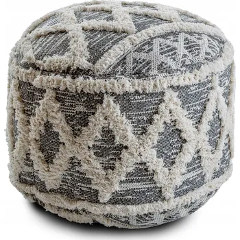 Taburet Bavlněná Taburet Podnožka válec 50x50 BOHO šedá #D1938