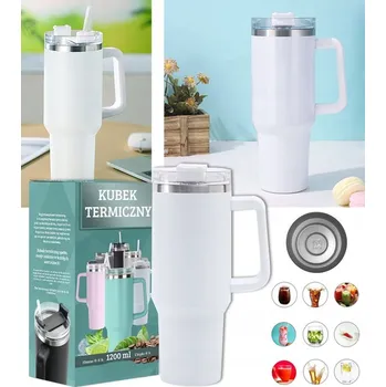 Termoska TERMOHRNEK TERMOSKA SE SLÁMKOU BÍLÝ NEREZOVÁ OCEL VELKÝ XXL 1200 ML