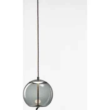 Brokis Designové LED závěsné svítidlo Knot Sfera Small, PC1035 Barva skla: Šedá kouřová - transparentní sklo, Povrchová úprava baldachýnu: Broušená bronz lak, Povrch reflektoru: Broušená champagne lak