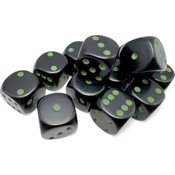 Příslušenství k deskovým hrám Chessex Sada 12 kostek D6 - Black / Green (Chessex)
