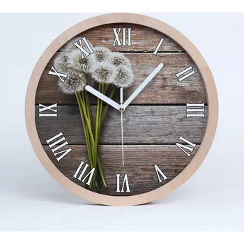 Hodiny Kuchyňské nástěnné hodiny pampelišky dřevo průměr 20 cm