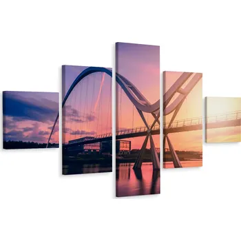 Obraz Vícedílný obraz MOST Západ Slunce 3D efekt 250x150 cm