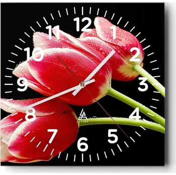 Hodiny Nástěnné hodiny do obýváku 40x40 Květiny Tichý chod Skleněné hodiny