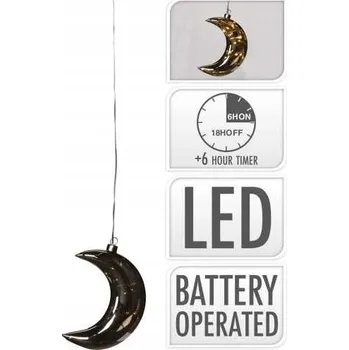 Vánoční dekorace Měsíc vánoční koule ozdoba na zavěšení ze skla, vánoční dekorace s 10 LED TI