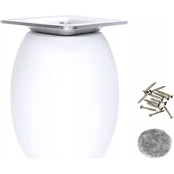 Stolová podnož Dřevěná noha k nábytku, soustružená noha ve tvaru soudku 9 Cm, buk, bílý lak, včetně upevnění