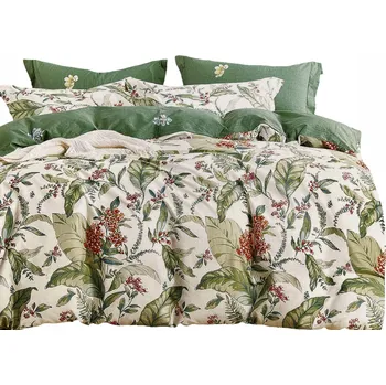 Povlečení POVLEČENÍ 160X200 BAVLNA SATÉN + 2 POVLAKY NA POLŠTÁŘE 70X80 KWIATY SADA POVLEČENÍ