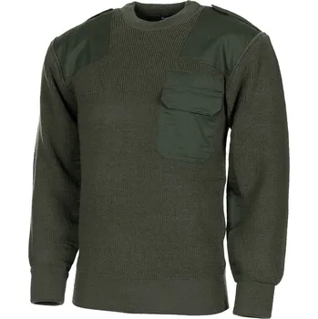 Pánská móda MFH svetr BW s náprsní kapsou a nárameníky ZELENÝ vel.48