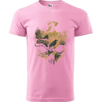 Pánské tričko DOBRÝ TRIKO Pánské tričko s potiskem Lebka a ptáci Velikost: XL, Barva: Růžová
