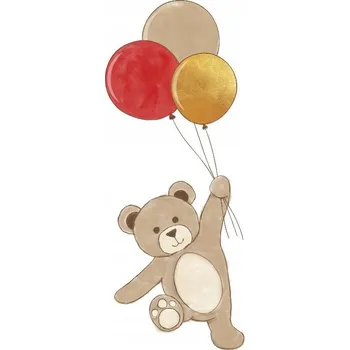 Samolepící dekorace SAMOLEPKA NA STĚNU MEDVÍDEK S BAREVNÝMI BALÓNKY L