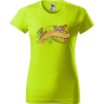 Dámské oblečení DOBRÝ TRIKO Dámské tričko s potiskem LOVE Barva: Limetková, Velikost: 2XL