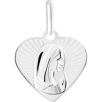 Přívěsek GEMMAX Original – garance kvality Přívěsek Madonka v srdíčku s paprsky z bílého zlata – zlatý šperk ryzosti 585/1000 v Dárkovém balení s Certifikátem GUPWN-03266