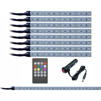 Osvětlení interiéru vozidel RGB LED osvětlení do auta 8x12 LED s hudebním režimem + do zavazadlového prostoru