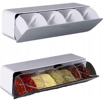 KUCHYŇSKÁ POLICE Dávkovač NA LUŠTĚNINY KOŘENÍ 8 míst 2 ZÁSOBNÍKY Organizér 30 cm