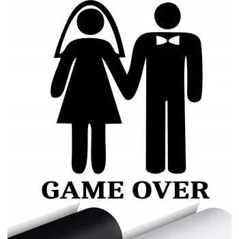 Samolepicí dekorace na vozidlo SAMOLEPKA na auto GAME OVER MANŽELSTVÍ Legrační 15x12,5